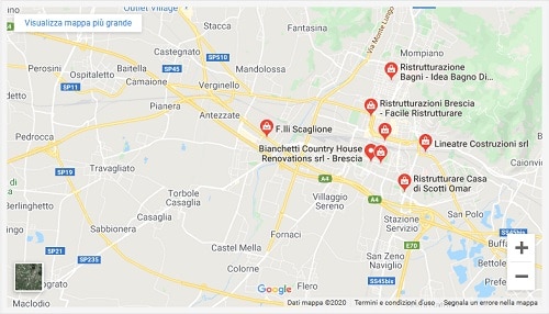 Le imprese di Ristrutturazione Casa Brescia su Google maps su Edilnet it