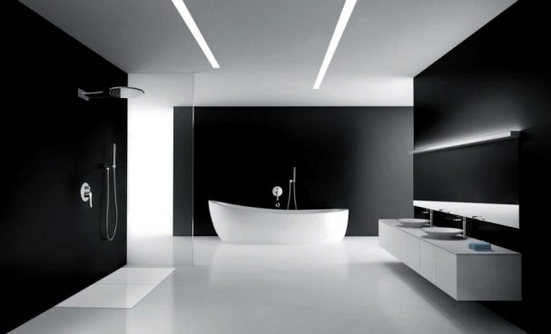 Il render del progetto per un bagno moderno.