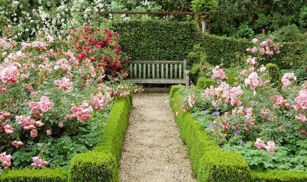 La veduta di un giardino ristrutturato in stile inglese.