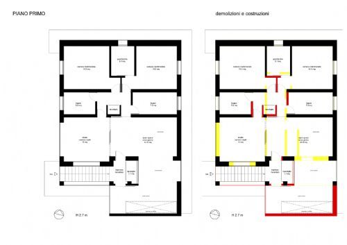 Ristrutturazione villa indipendente. Edificio su due livelli in muratura portante.
PT: revisione interni (95 mq lordi) con spostamento bagno e cucina.
Ampliamento di circa 16 mq.
P1: revisione interni - Foto 2