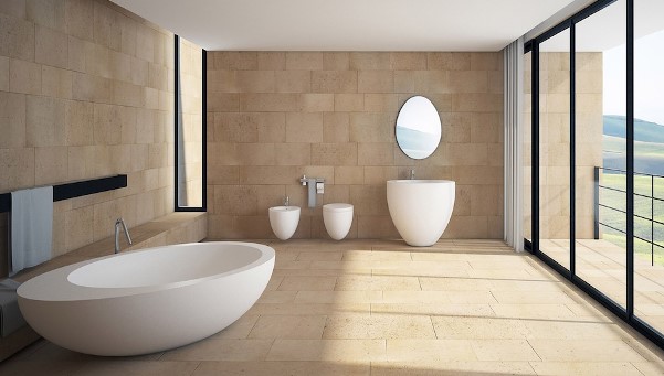 Render per la ristrutturazione di un bagno a Roma Il render di un bagno minimal per una casa di Roma.