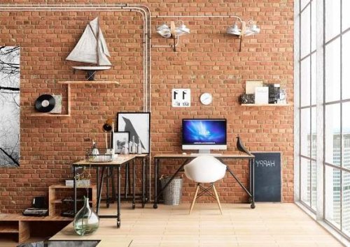 Un appartamento in stile industrial con impianto elettrico a vista.