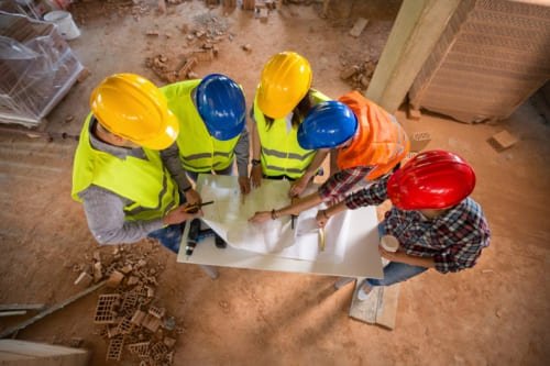 Il cantiere edile di una nuova costruzione a Macerata.