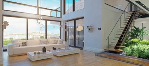 Gli interni di una casa di lusso appena ristrutturata.