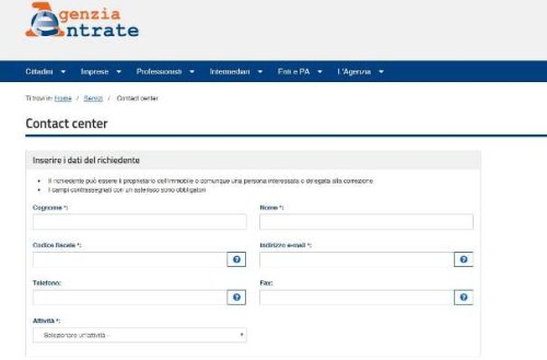 Il Contact Center online dell'Agenzia delle Entrate per la correzione dei dati catastali.