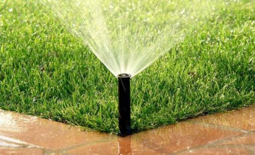 Classico irrigatore di un impianto d'irrigazione automatico da giardino.