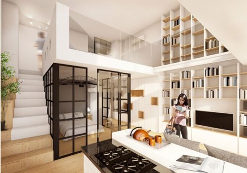 Progettazione interni Lainate. Casa con soppalco.