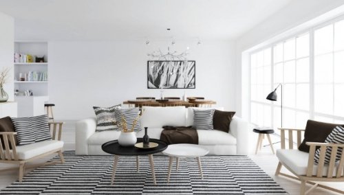 Progettazione d'interni a Parabiago. Il render di un salone.