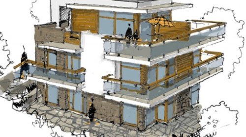 un progetto architettonico relativo a una palazzina a Pavia.