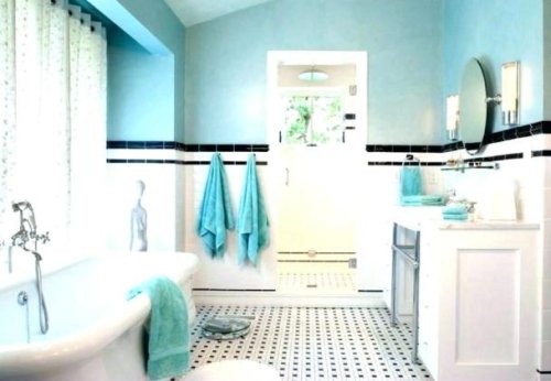 Il render del progetto per la realizzazione di un bagno azzurro a Torino.