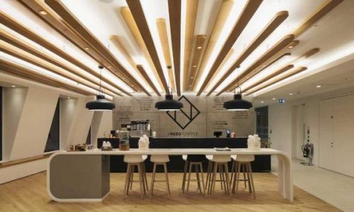 Esempio di un render per la progettazione illuminotecnica dell'illuminazione di un ufficio.