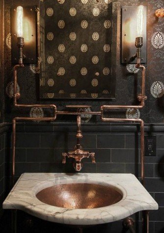 Ristrutturazione bagno Rho. Lavandino bagno industrial.