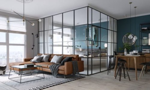 Ristrutturazione casa Rho. Pareti divisorie in vetro.
