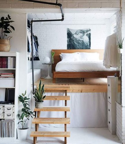 Il soppalco con letto realizzato in un monolocale